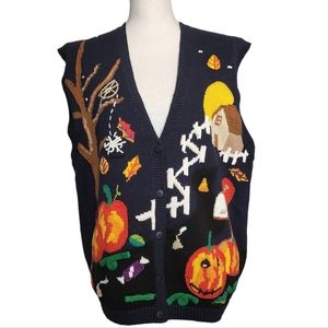 Lauren Hansen Halloween Sweater Vest Button Cotton Rami M